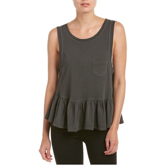 Free People Continental Peplum Grey Tank Large
